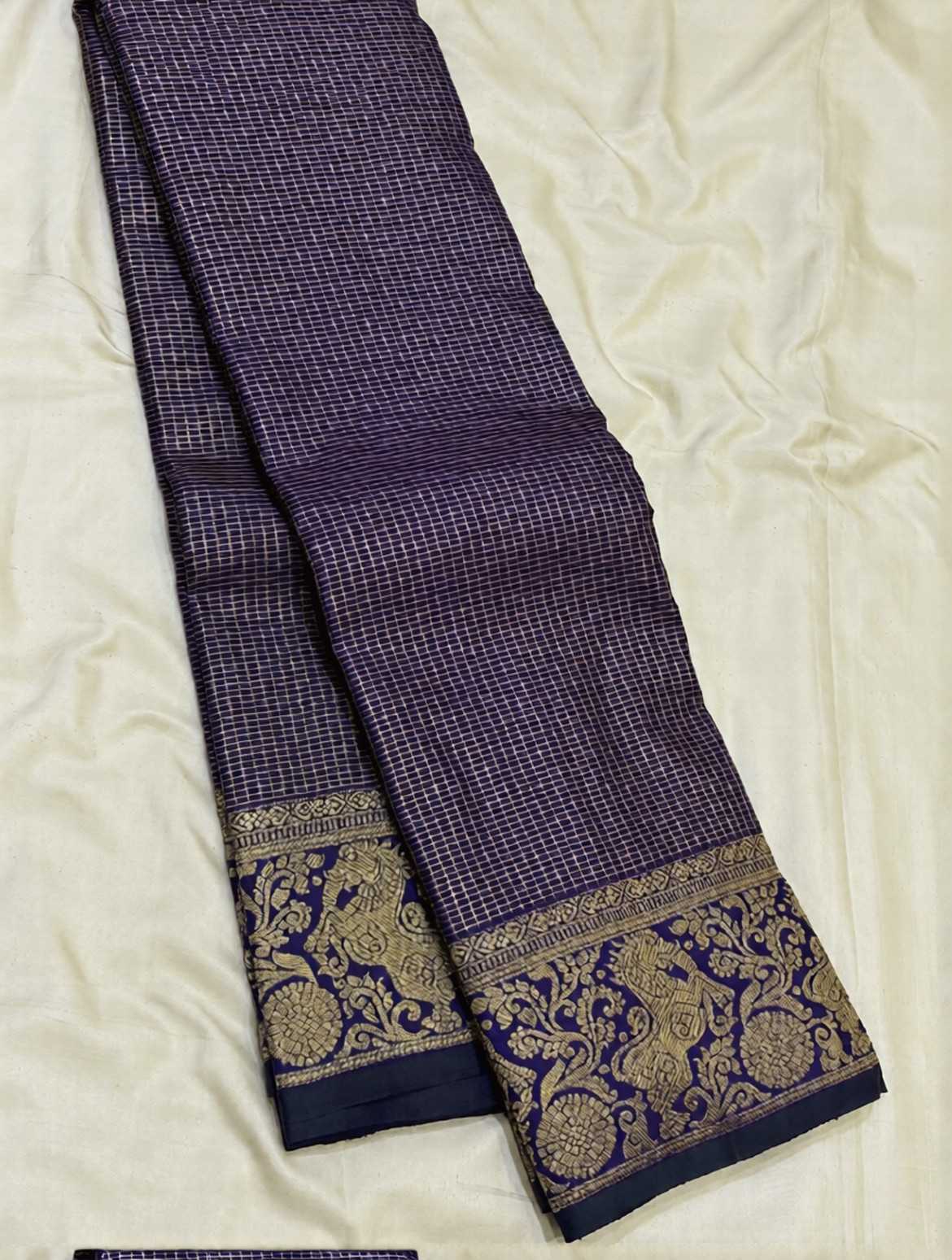 Banarasi soft silk zari jacquard saree with traditional motifs by The Drape Culture