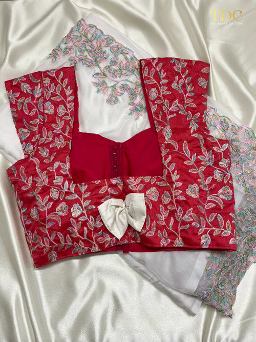 Heavy Tabby Silk Thread Work Saree with blouse