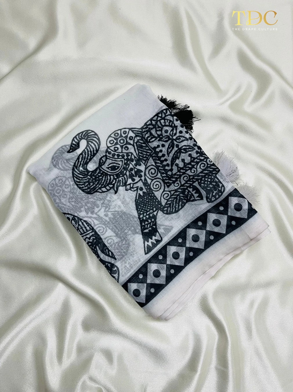 Handloom Linen Cotton Printed Festive Saree