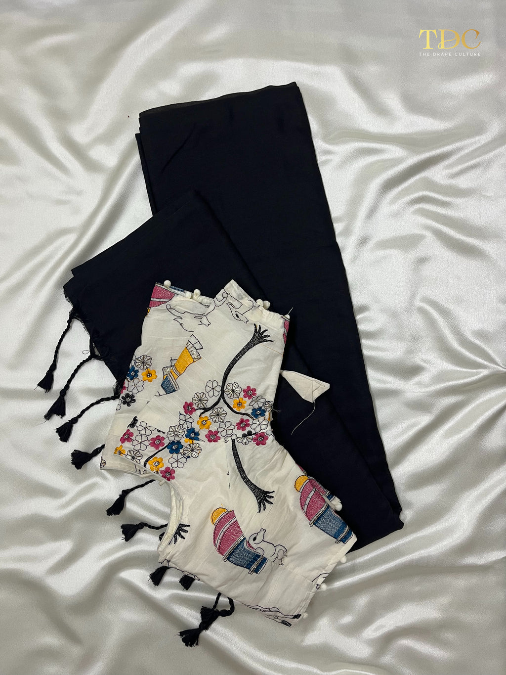 Handloom Khadi Cotton Saree with Heavy Embroidered Blouse